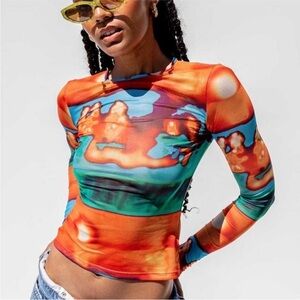 Miaou Mesh Long Sleeve Top